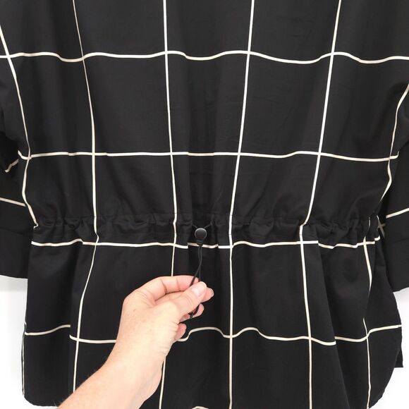 Akris Punto womens windowpane check zip front top Size 10 black & white - Picture 10 of 10